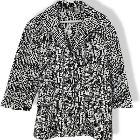 Chico's jacket black and white geometric snake skin XL sz 3 - Picture 1 of 7